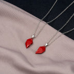 2Pcs Punk Heart Pendant Couple Necklace Lover Distance Faceted Magnetic Necklace nowadaysfashion