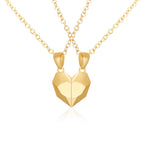 2Pcs Punk Heart Pendant Couple Necklace Lover Distance Faceted Magnetic Necklace nowadaysfashion