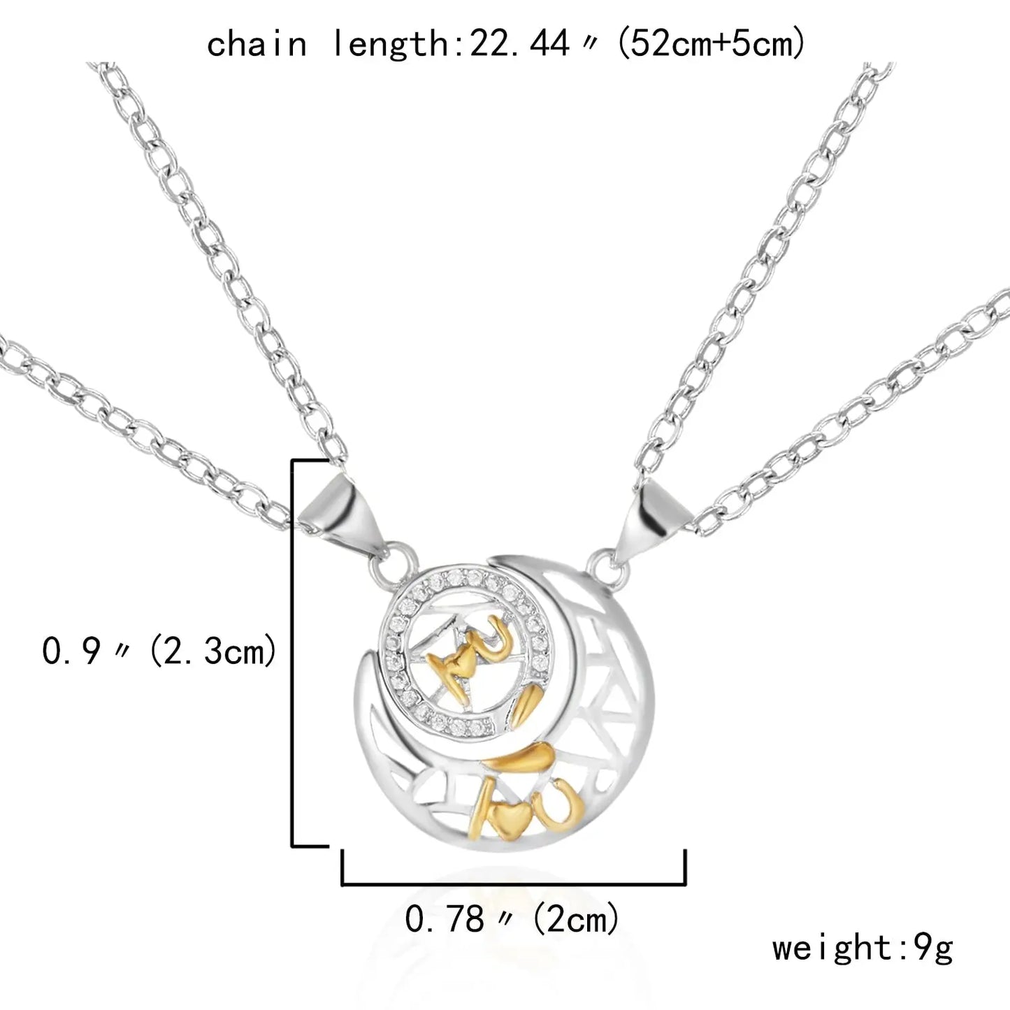 2Pcs Simple Matching Sun Moon Pendant Couple Necklace I Love You Jewelry - Blade & Thread