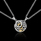 2Pcs Simple Matching Sun Moon Pendant Couple Necklace I Love You Jewelry nowadaysfashion