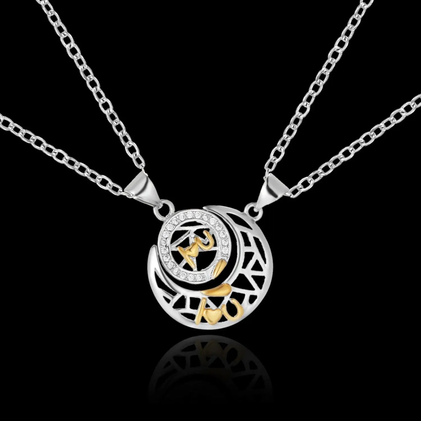 2Pcs Simple Matching Sun Moon Pendant Couple Necklace I Love You Jewelry - Blade & Thread