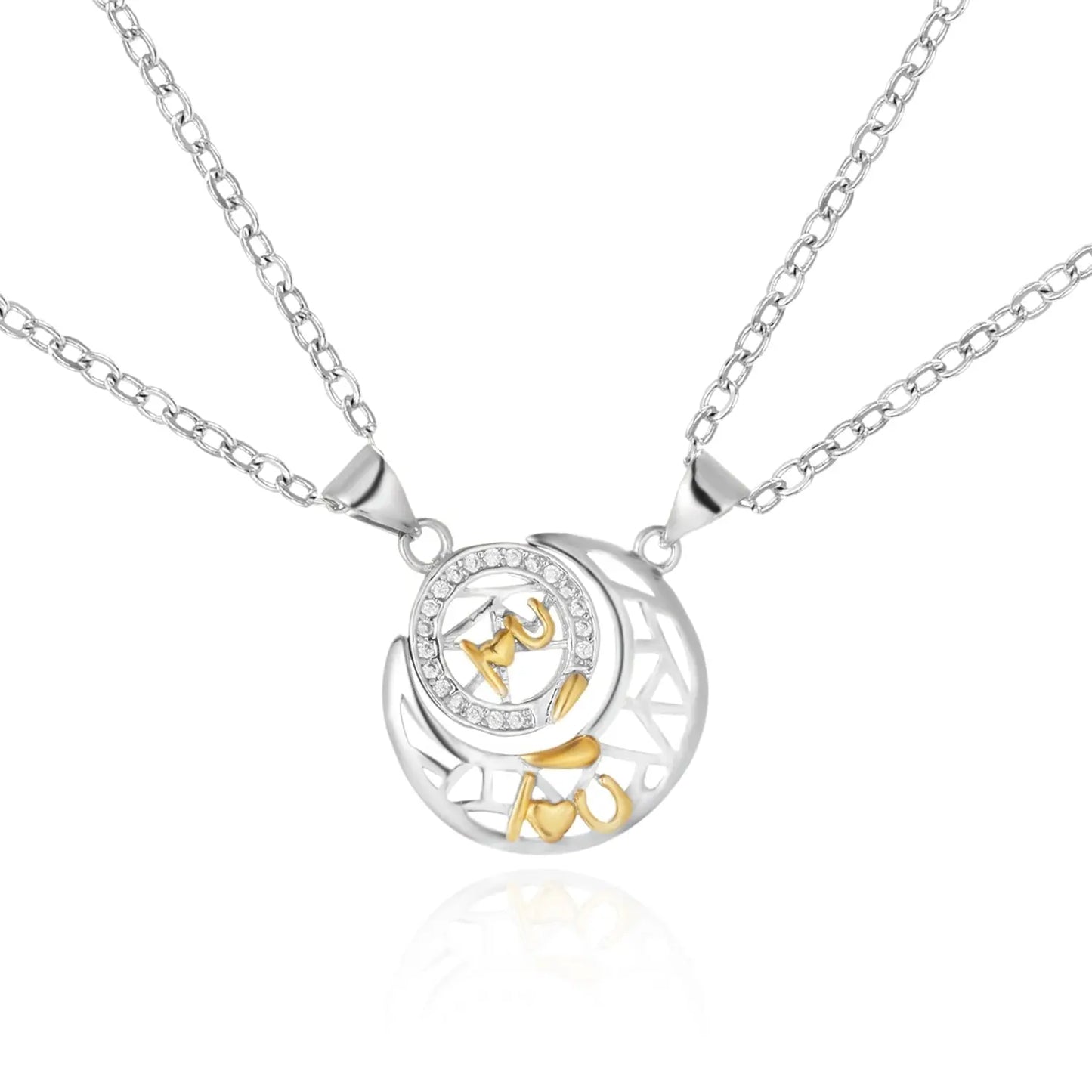2Pcs Simple Matching Sun Moon Pendant Couple Necklace I Love You Jewelry - Blade & Thread