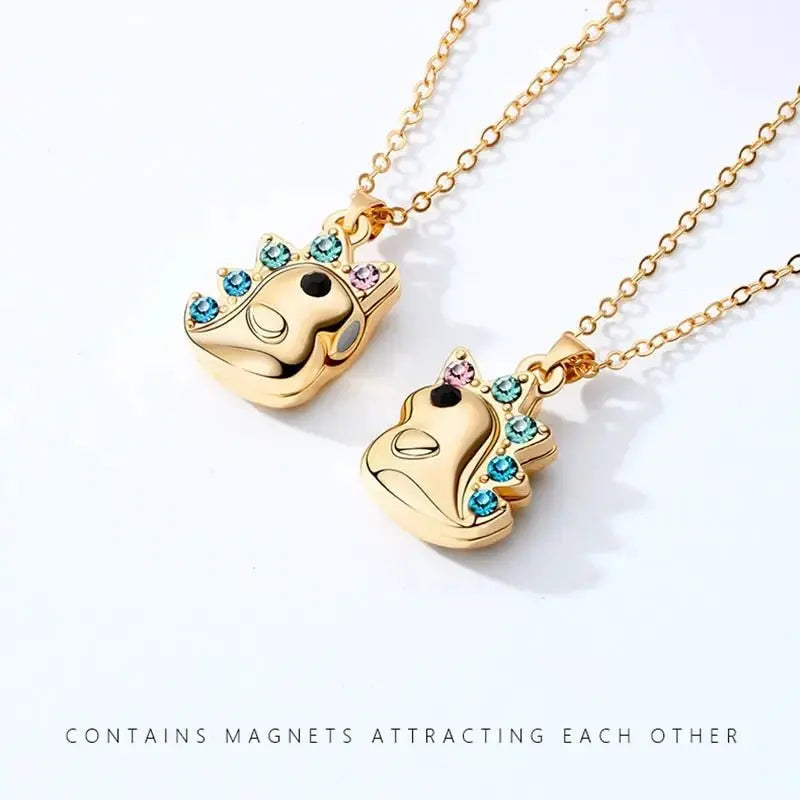 2Pcs/Set Magnetic Couple Necklace Unicorn Shaped Magnet Couple Necklace Jewelry nowadaysfashion