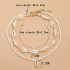 2pcs/set Summer Natural Sea Shell Choker Necklace Beads Chain for Woman nowadaysfashion