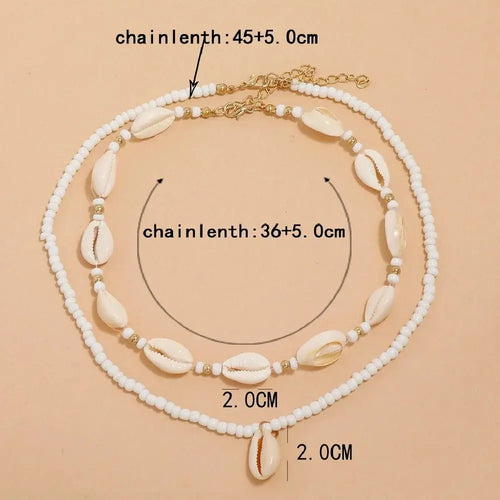 2pcs/set Summer Natural Sea Shell Choker Necklace Beads Chain for Woman nowadaysfashion