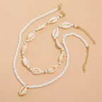 2pcs/set Summer Natural Sea Shell Choker Necklace Beads Chain for Woman nowadaysfashion