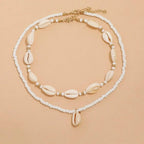 2pcs/set Summer Natural Sea Shell Choker Necklace Beads Chain for Woman nowadaysfashion
