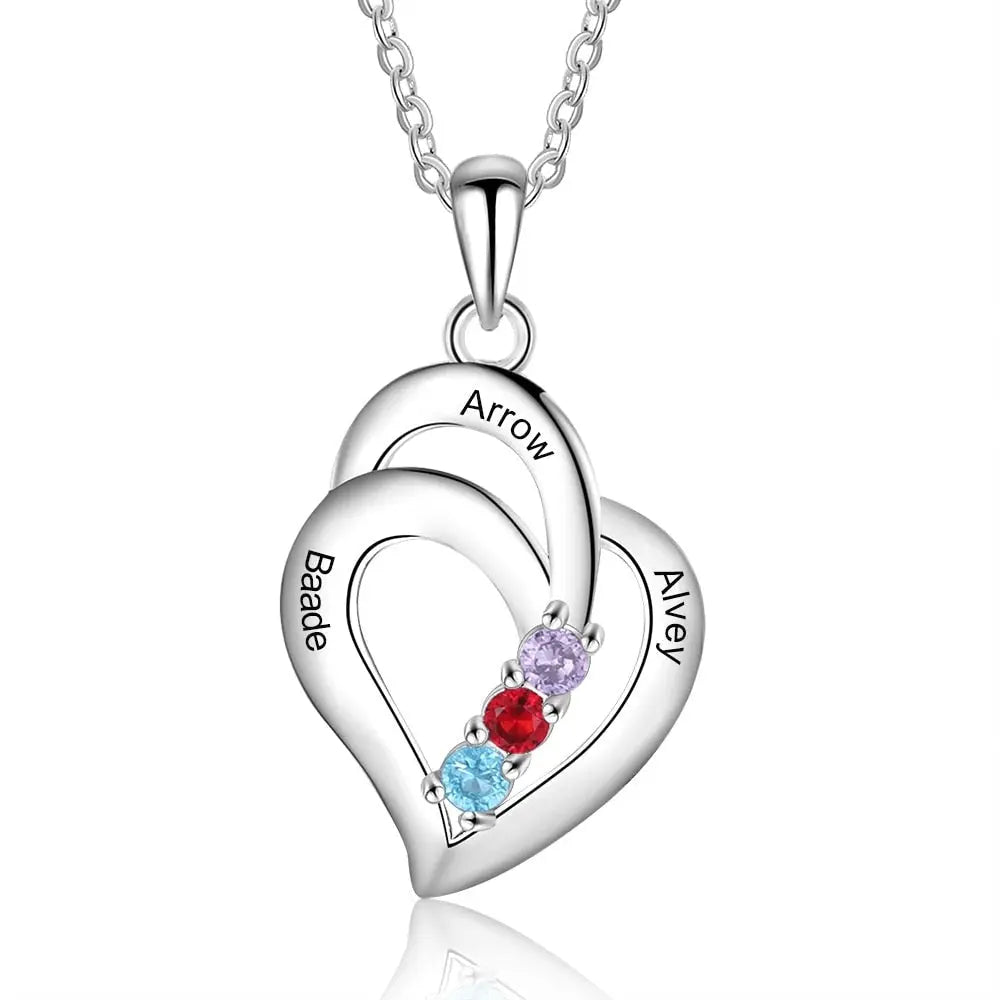 3 Birthstones Engravable Jewelry Customized Name Necklaces Pendant nowadaysfashion