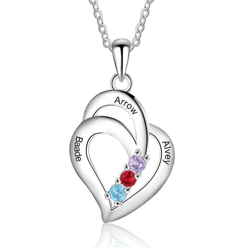 3 Birthstones Engravable Jewelry Customized Name Necklaces Pendant nowadaysfashion