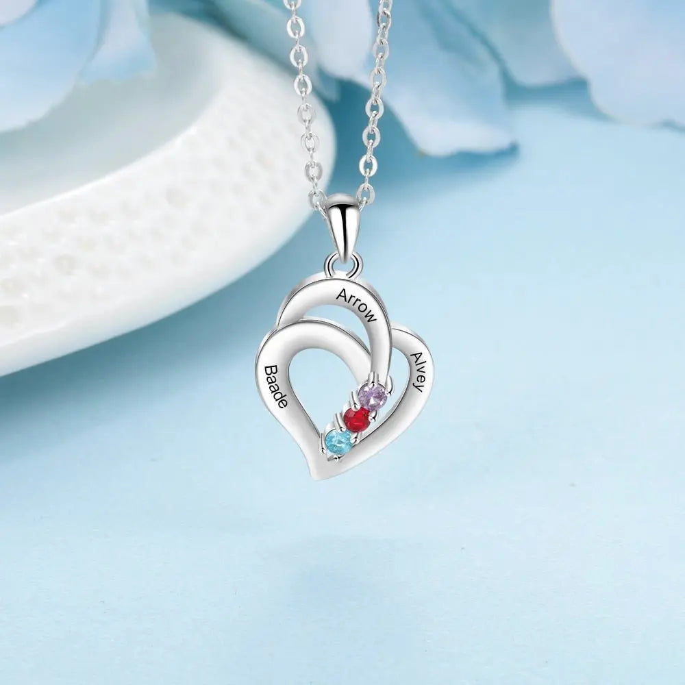 3 Birthstones Engravable Jewelry Customized Name Necklaces Pendant - Blade & Thread