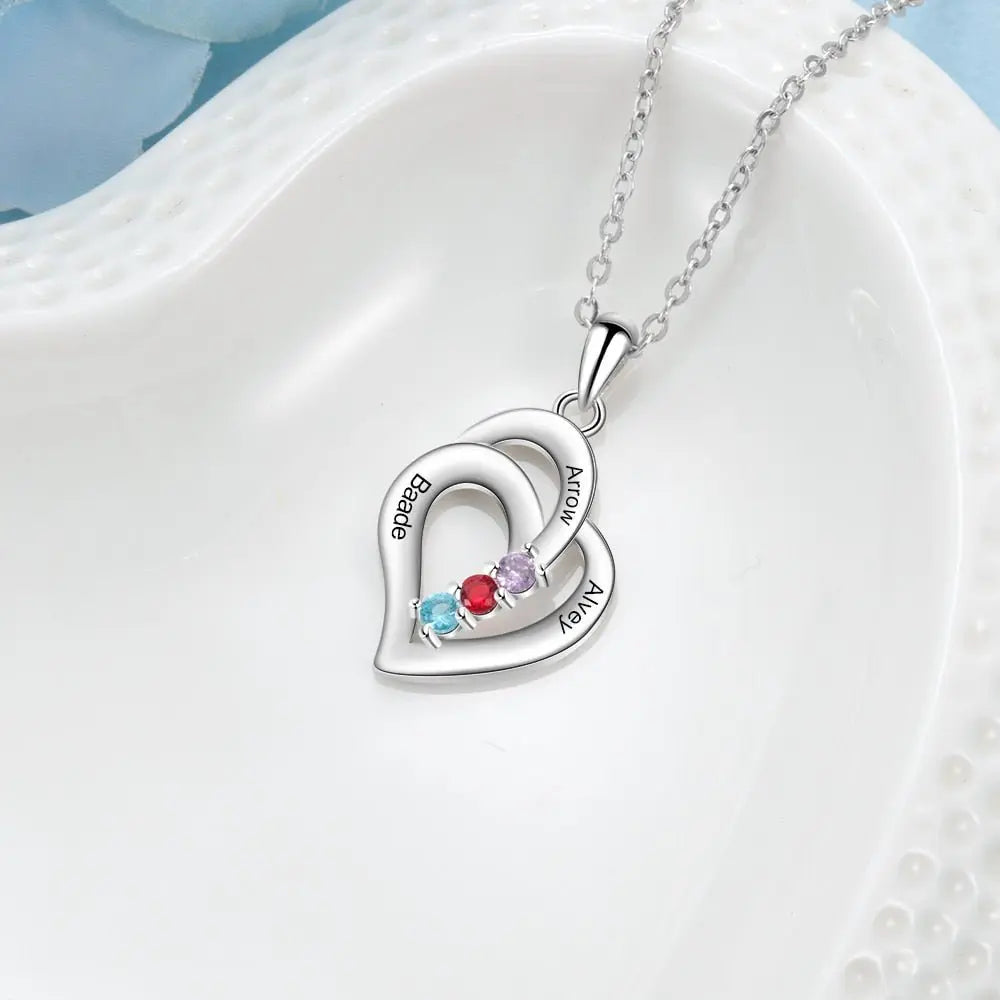 3 Birthstones Engravable Jewelry Customized Name Necklaces Pendant nowadaysfashion