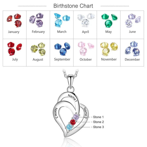 3 Birthstones Engravable Jewelry Customized Name Necklaces Pendant nowadaysfashion
