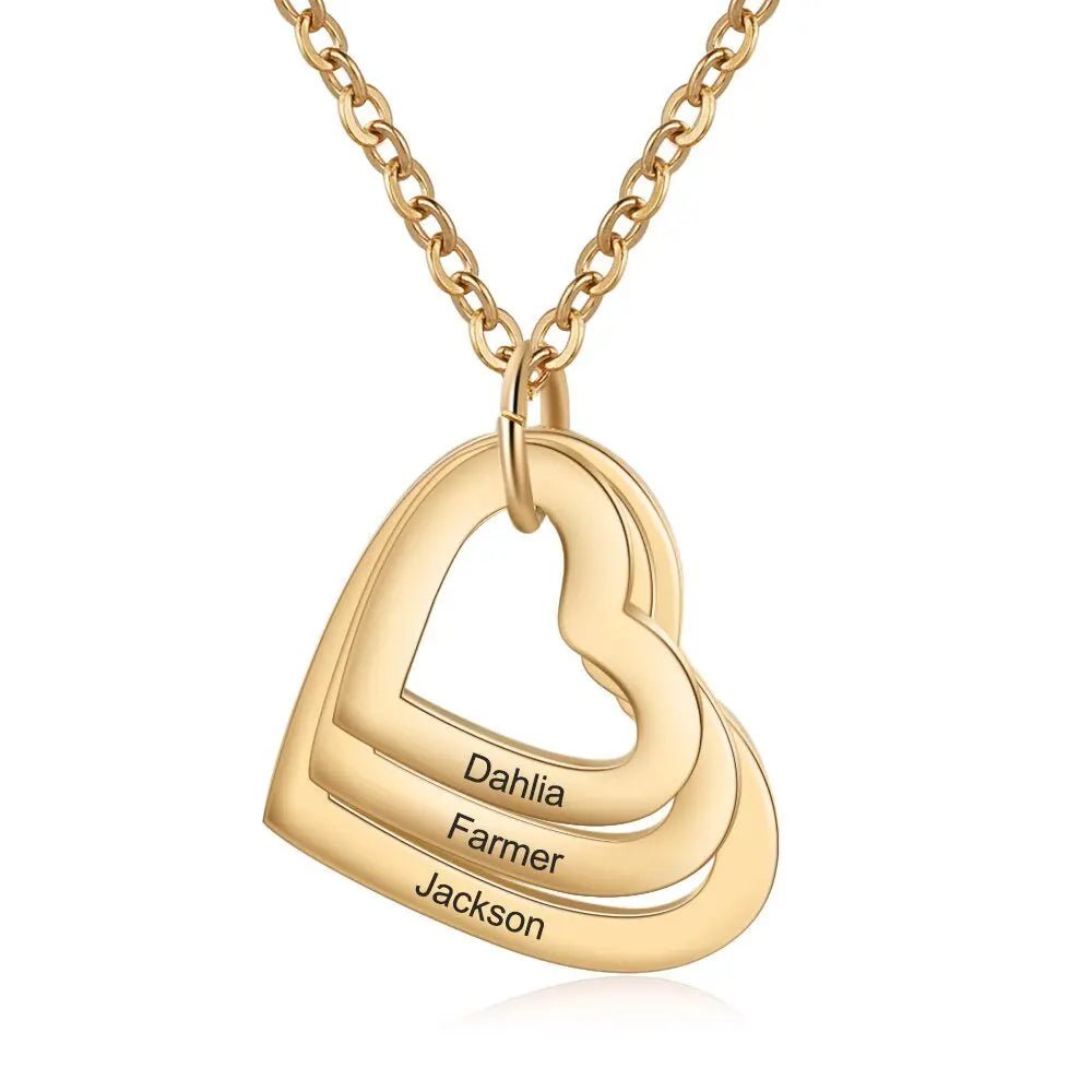 3 Names Heart Pendant Necklace Customized Necklace - Blade & Thread