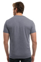 Men's Bi-Blend Crew 3050 by SpectraUSA in graphite heather, showing the back view of the casual crewneck sweatshirt.