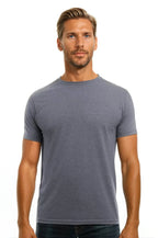 Men's Bi-Blend Crew 3050 in dark graphite heather, showcasing the front view of the SpectraUSA men's casual shirt.