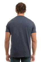 Men's Bi-Blend Crew 3050 in dark indigo and black by SpectraUSA, showing the back view of the crewneck sweatshirt.
