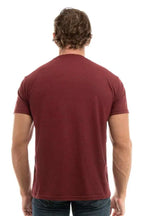 Men's Bi-Blend Crew 3050 sweater in dark red, black, and heather colors by SpectraUSA, showing the back view with a casual fit.