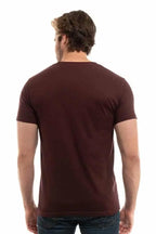 Men's Bi-Blend Crew 3050 by SpectraUSA in dark burgundy, black, and heather colors, showing the back view of the crewneck sweatshirt.