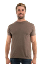 Men's Bi-Blend Crew 3050 by SpectraUSA in dark brown heather, front view showcasing the casual crewneck sweatshirt.