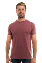 Men's Bi-Blend Crew 3050 by SpectraUSA in burgundy heather, front view, showcasing the comfortable crewneck design.