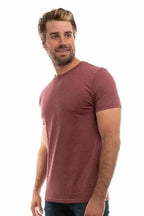 Men's Bi-Blend Crew 3050 shirt in dark burgundy heather, featuring a side view of the SpectraUSA brand.