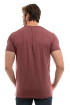 Men's Bi-Blend Crew 3050 in dark burgundy and heather colors by SpectraUSA, showing the back view of the crewneck sweater.
