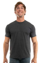 Men's Bi-Blend Crew 3050 from SpectraUSA in charcoal heather, front view showcasing dark color and comfortable fit.
