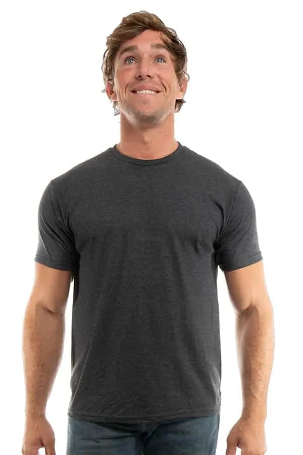 Men's Bi-Blend Crew 3050 from SpectraUSA in charcoal heather, front view showcasing dark color and comfortable fit.