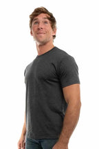 Men's Bi-Blend Crew 3050 in dark charcoal colors by SpectraUSA, showing a side view of the crewneck sweatshirt.