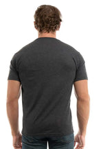 Men's Bi-Blend Crew 3050 by SpectraUSA in dark charcoal heather, showing the back view of the crewneck sweatshirt.