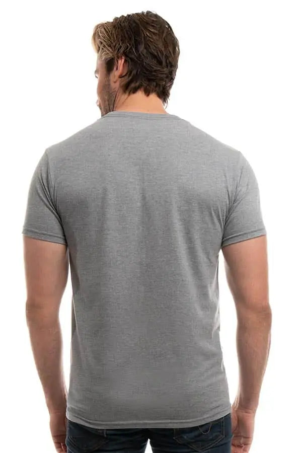 Men's Bi-Blend Crew 3050 from SpectraUSA in dark ash heather color, showing the back and shoulder details.