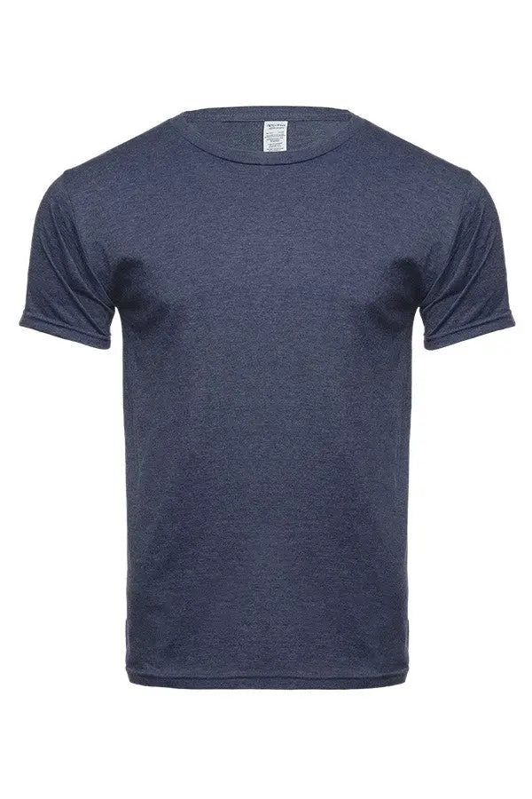 Men's Bi-Blend Crew 3050 by SpectraUSA in navy and black heather, featuring a comfortable crewneck design.