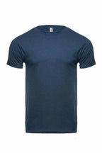 Men's Bi-Blend Crew 3050 in navy heather by SpectraUSA, shown from the front, featuring a casual crewneck design in dark colors.