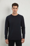 Men's navy long sleeve T-shirt by SpectraUSA, casual fit, soft fabric, shown on a plain background.