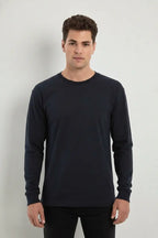 Men's navy long sleeve T-shirt by SpectraUSA, casual fit, soft fabric, shown on a plain background.
