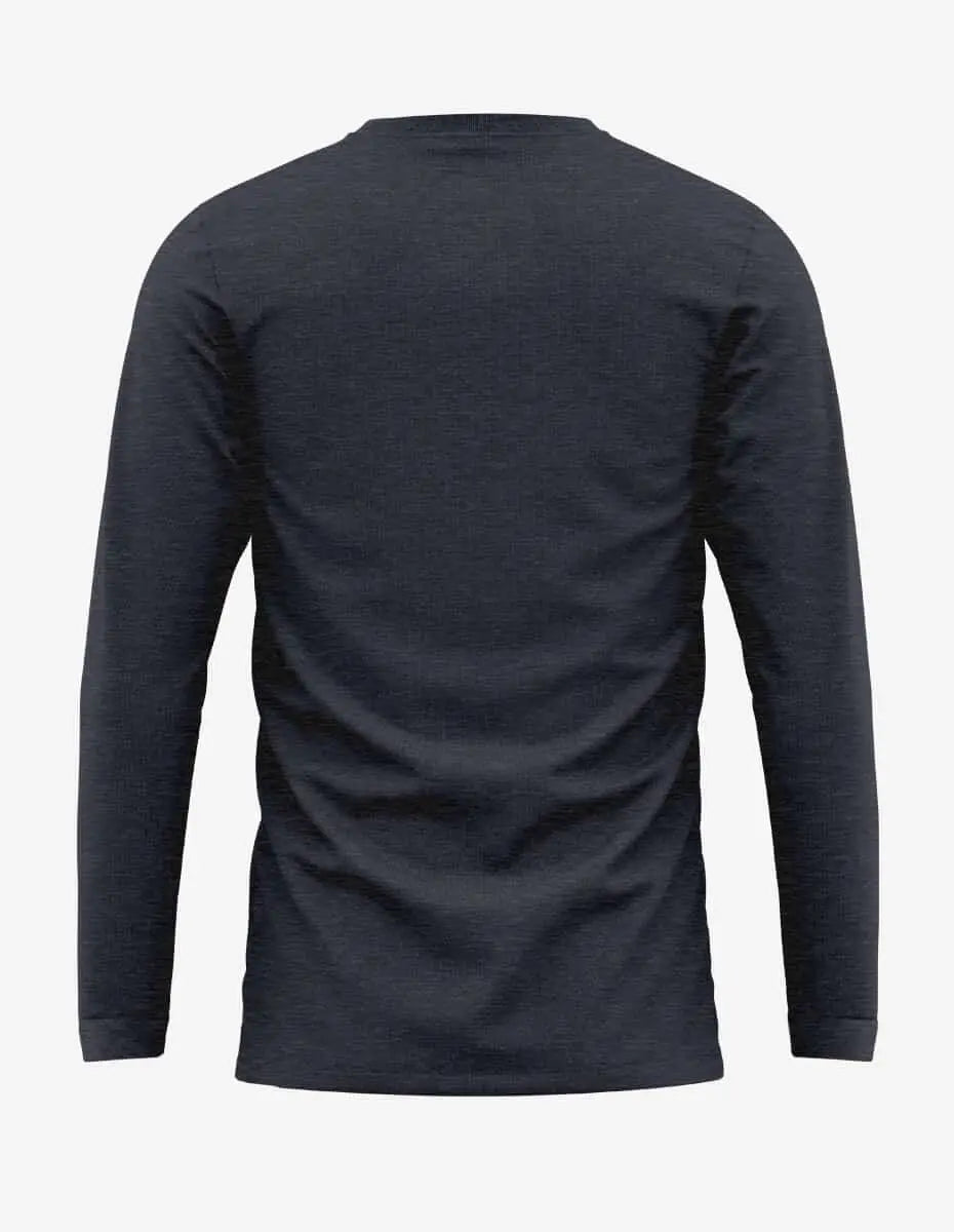 Men's navy heather long sleeve T-shirt by SpectraUSA, shown from the back, with a casual fit and soft fabric.