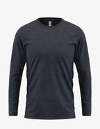 Navy heather long sleeve men's T-shirt by SpectraUSA, front view showing soft fabric and casual fit.