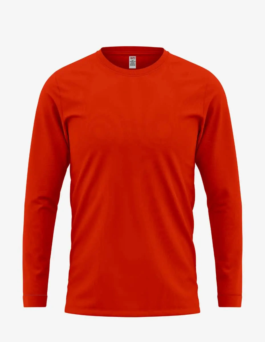 Red men's long sleeve shirt from SpectraUSA, style 5006, shown from the front in the image.