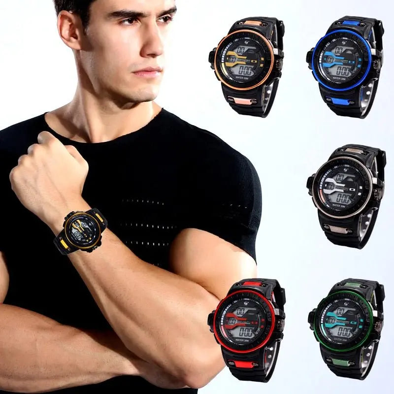 30M Waterproof Sports Men Watch Couple Fashion Popular Men's Multi-Functional LED Electronic Watchs nowadaysfashion