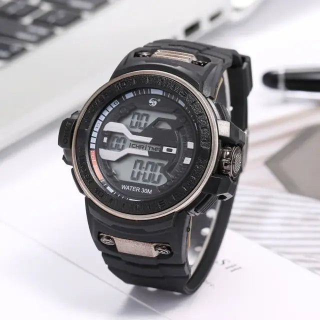 30M Waterproof Sports Men Watch Couple Fashion Popular Men's Multi-Functional LED Electronic Watchs - Blade & Thread