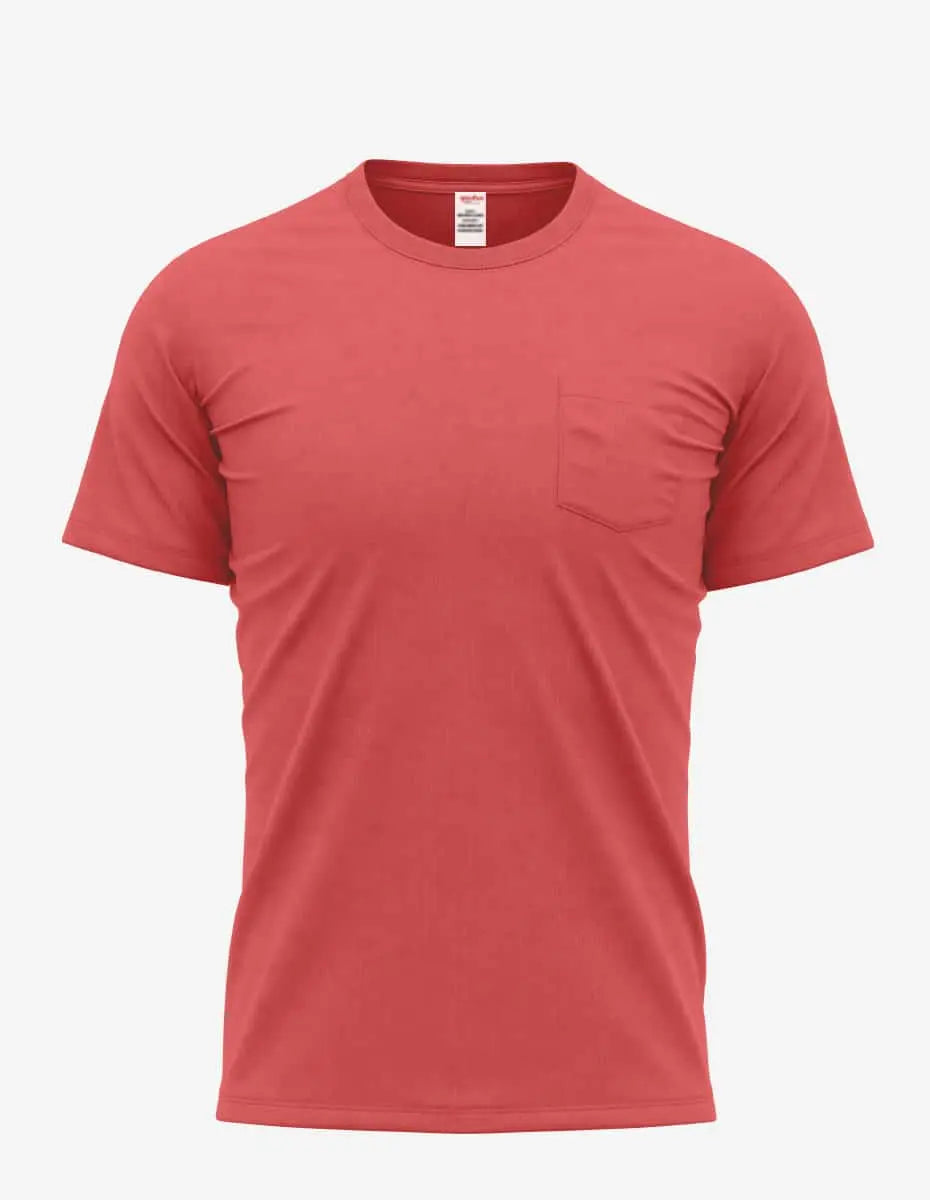 Men's Pocket Bi-Blend 30SPKT shirt by SpectraUSA in red heather fabric, featuring a comfortable, casual design.