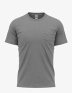 Men's Pocket Bi-Blend 30SPKT shirt by SpectraUSA in ash heather color, front view showcasing pocket detail and fabric texture.