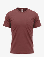 Men's burgundy Heather Pocket Bi-Blend 30SPKT from SpectraUSA, front view showing convenient pocket and comfortable fit.