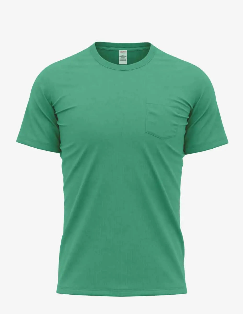 Men's Pocket Bi-Blend 30SPKT by SpectraUSA in Kelly Heather, front view highlighting the stylish pocket design and Fabric texture.
