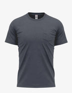 Men's navy heather Pocket Bi-Blend 30SPKT T-shirt by SpectraUSA, front view showing chest pocket and casual fit.