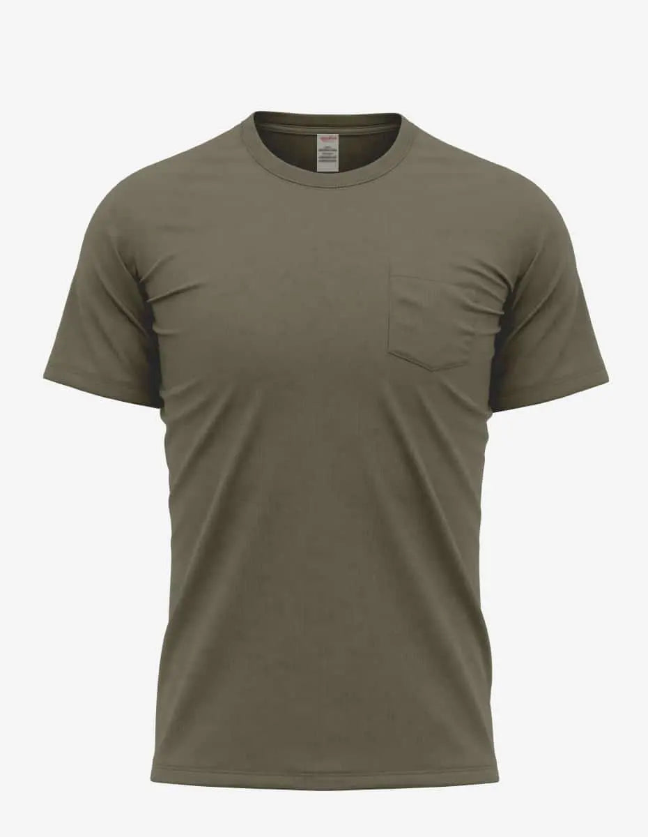 Men's Pocket Bi-Blend 30SPKT by SpectraUSA in olive feather fabric, front view showing the stylish pocket design.