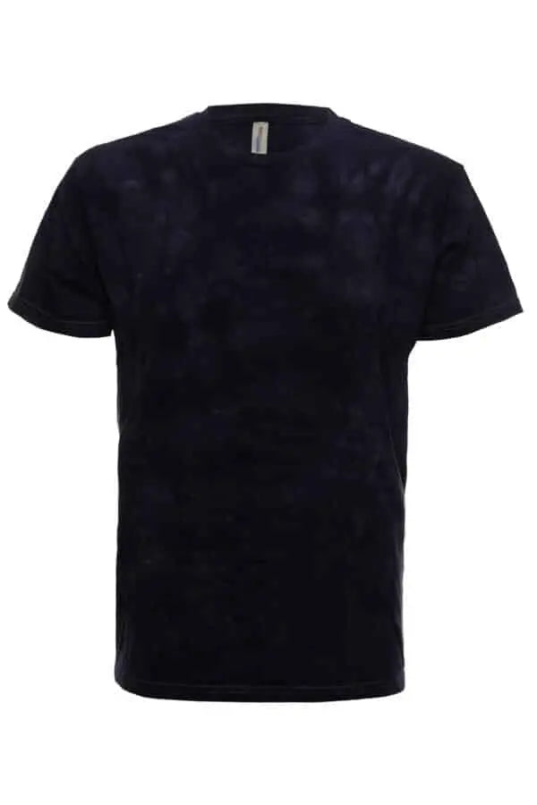 SpectraUSA Cloud Wash Ocean tie-dye T-shirt with front view, featuring vibrant blue and white cloud patterns on soft cotton fabric.