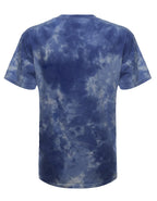 SpectraUSA Cloud Wash Sky tie dye tee shirt with a vibrant blue and gray cloud pattern on the back.
