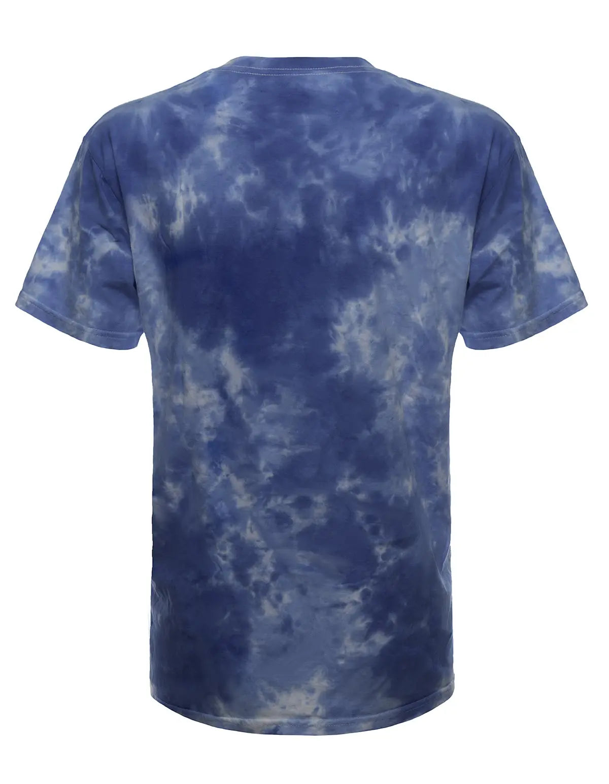 SpectraUSA Cloud Wash Sky tie dye tee shirt with a vibrant blue and gray cloud pattern on the back.