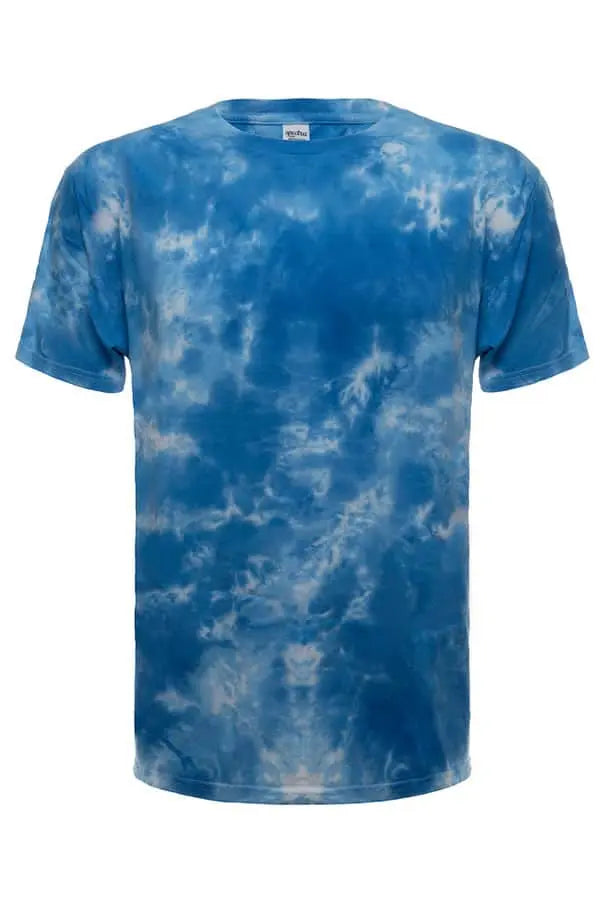SpectraUSA Cloud Wash Sky Tie Dye T-shirt with a colorful cloud pattern on the front, casual and vibrant tee.